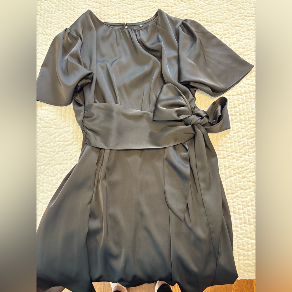Black Silk Wrap Mini Dress
